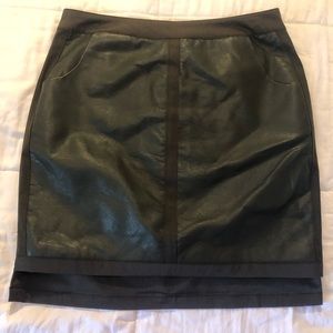 dark green and black pleather skirt